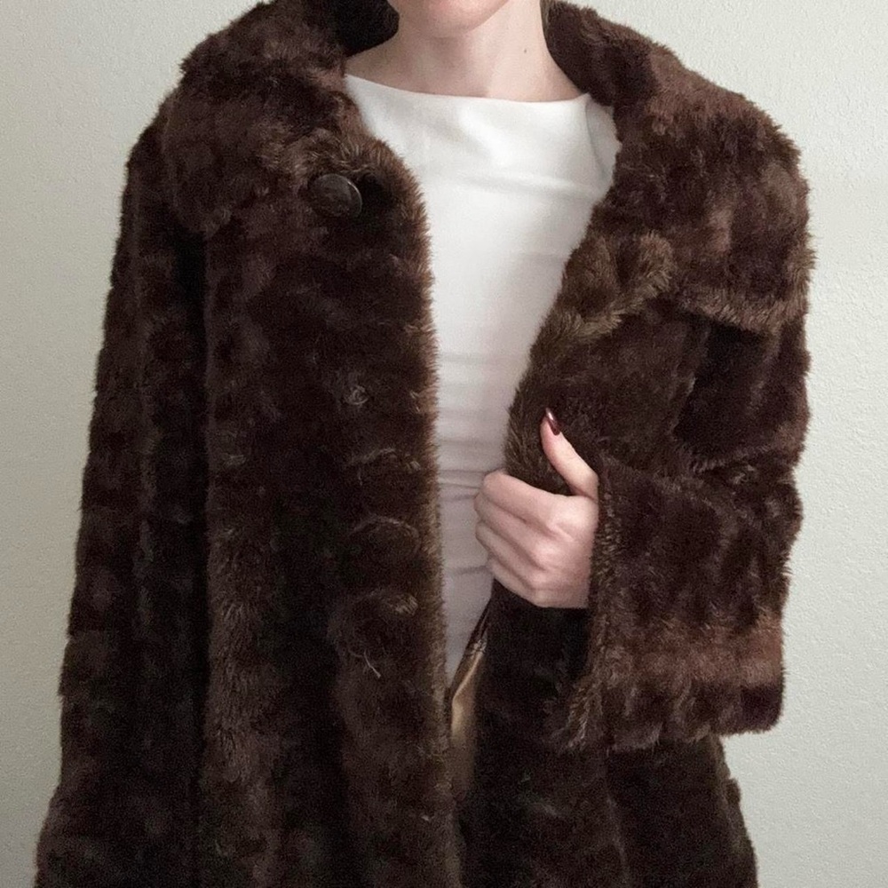 Luxurious Brown Faux Fur Coat